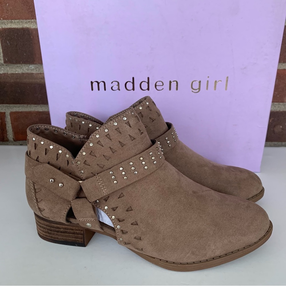 Madden Girl Womens Ariizona Taupe Fabric Ankle Boots Size US 6 M NEW